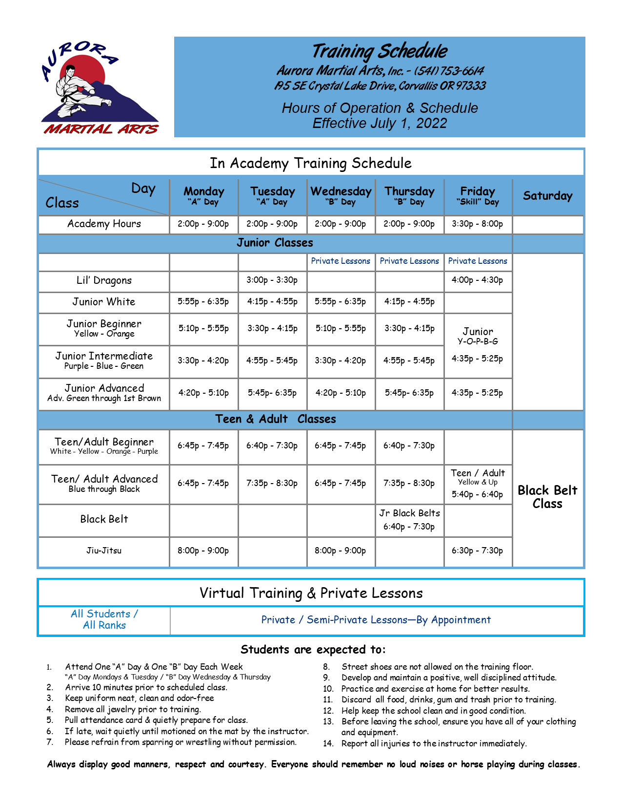 Class Schedule